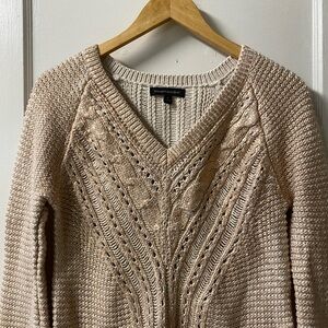 Banana Republic Women's Gold V-Neck Sweater 100% Cotton